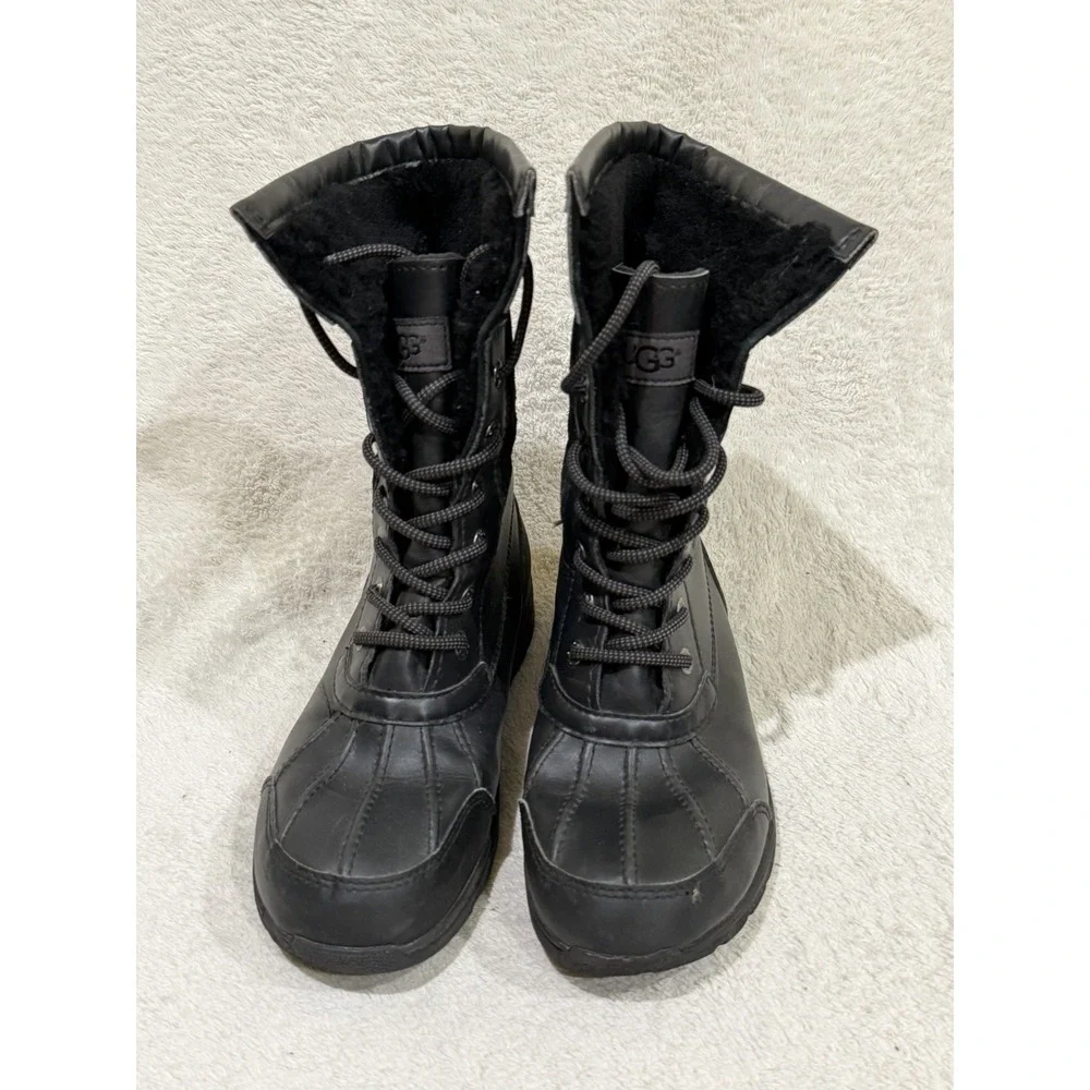 UGG Butte II CWR Black Kids Size 5 Lace-Up Waterproof Snow Boots 1098890K